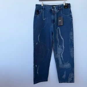 Fendi Men's Dark Blue Washed Relaxed Jeans